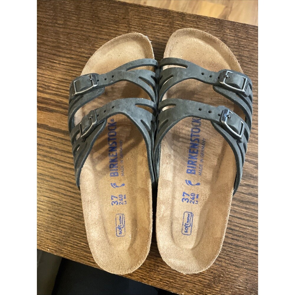 Birkenstock Granada Soft Footbed slide sandal Women's Black Gray 37 EUC 6-6.5 - Picture 5 of 6